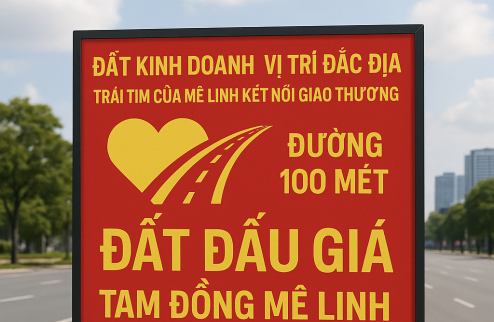 BÁN GẤP  ĐẤT ĐẤU GIÁ MẶT ĐƯỜNG 100 MÉT, ĐẤT TAM ĐỒNG MÊ LINH, HÀ NỘI, TRÁI TIM CỦA MÊ LINH